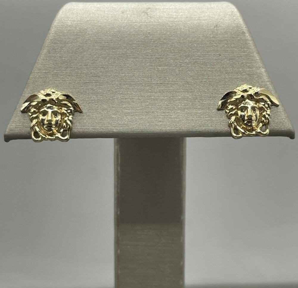 14K Yellow Gold Medusa Head Style Stud Earrings (22674)